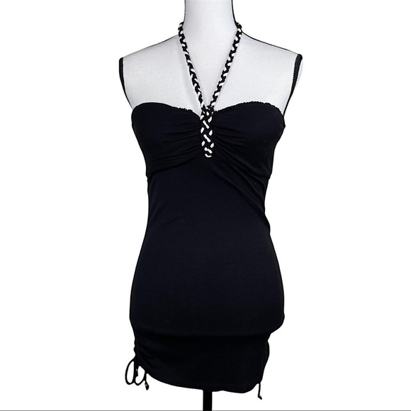 Guess Black Halter Neck Mini Dress | Size L - Picture 1 of 9